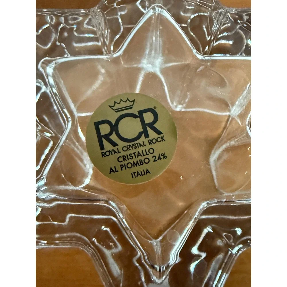 Royal Crystal Rock RCR Italy 24% Lead Crystal‎ Star Candle Holder Vase 3.25